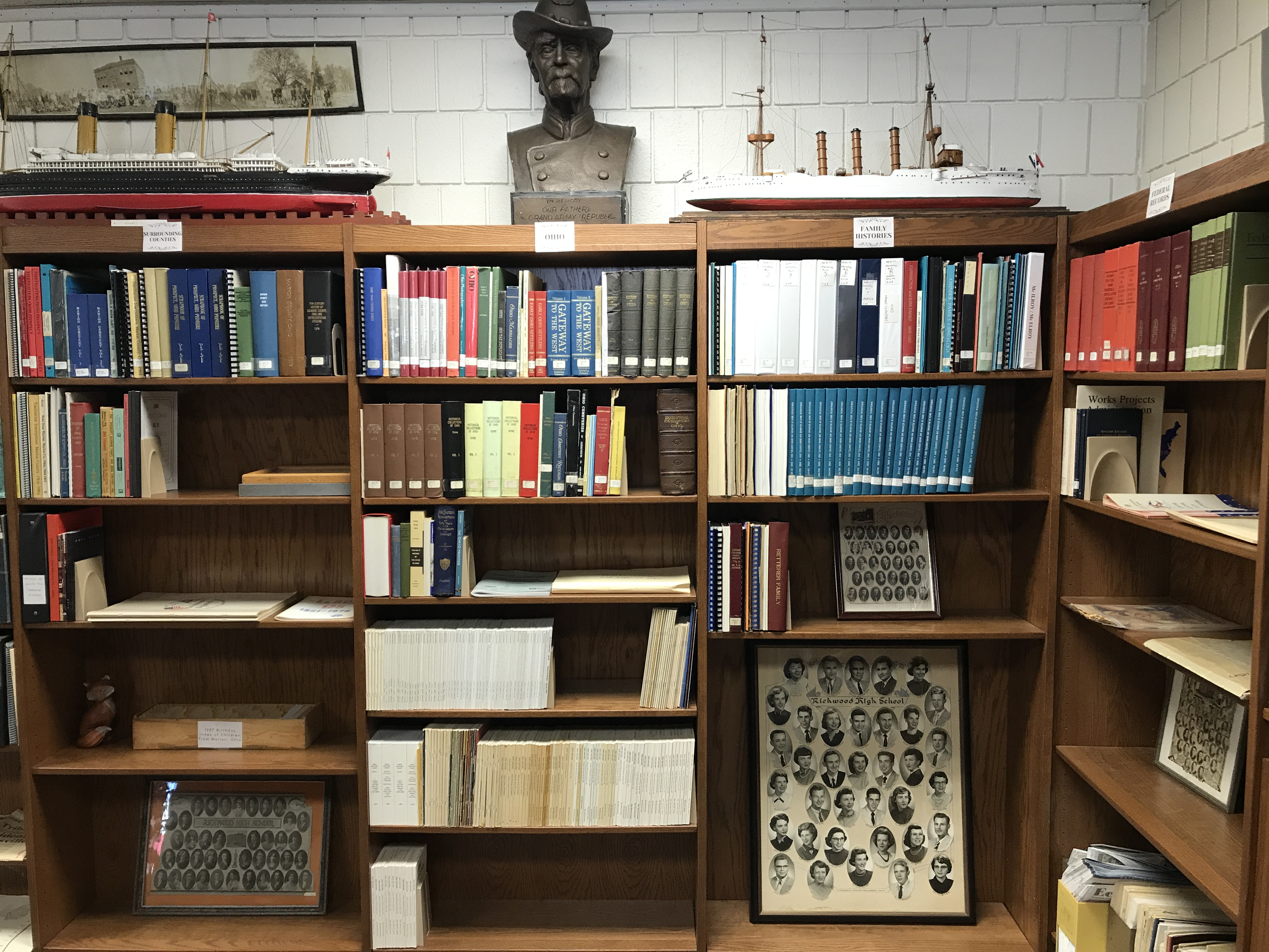 Shelves in the history room